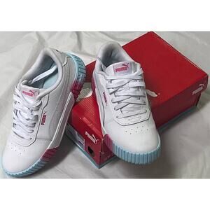 Big Kid's Puma Carina 2.0 Fade Jr White/Pink/Blue - size 7 - 390472-01 With Box